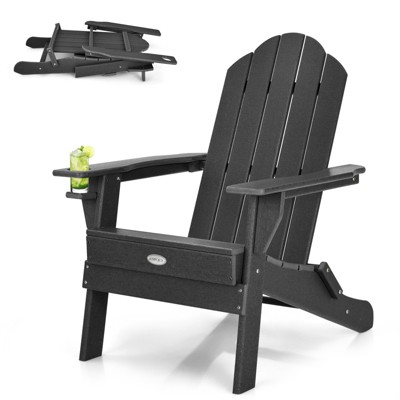 Tangkula Folding Adirondack Chair Outdoor Adirondack Chair Weather Resistant Lounger  for Backyard Porch Poolside Turquoise/Grey/White/Black