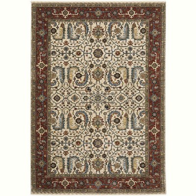 Oriental Weavers A144D1200296ST Aberdeen 144D1 Rectangle Traditional Rug Ivory - 6 ft. 7 in. x 9 ft. 6 in.