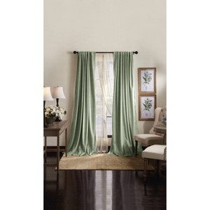 95"x50" Martha Stewart 2pk Lucca Velvet 95" Back Tab Lined Blackout Curtain Panel Green - 1 of 4