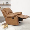 PU Leather Recliner with Glider, Finish and Plush Armrests - 2 of 4