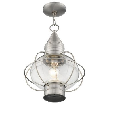 Brushed Nickel Globe Pendant Light with Clear Glass Shade