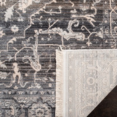 Grey Charcoal Synthetic Hand-Knotted 4' x 6' Area Rug
