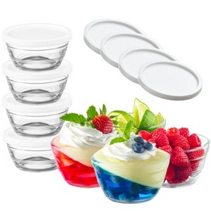 Le'raze 16pc Set of Stackable Small Glass Bowls with Airtight Lids - 8  Clear Mise en Place Food Prep Custard Cups + 8 Lids - 8oz. : Target