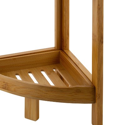 3-Tier Natural Bamboo Corner Bathroom Shelf