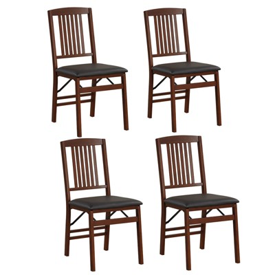 Tangkula Folding Dining Chair Set of 2/4 Armless Kitchen Dining Room Chairs with Rubber Wood Legs Anti-slip Foot Pads Modern Chair for Home