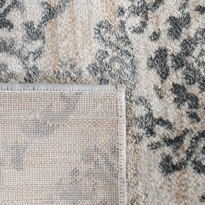 Cream and Grey Synthetic Easy Care Runner Rug 2' x 8'