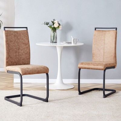 NicBex Tech Cloth Patio Dining Chairs Set of 2,Outdoor Chairs with C-shaped Tube Black Metal Legs,Kitchen Chairs for Dining Room,Patio