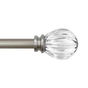 Lumi Home Furnishings 28"x48" Decorative Drapery Single Rod Set with Acrylic Pumpkin finials Silver - 1 of 4