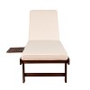 Seabrook 69 x 24 Inch Outdoor Acacia Wood Lounger with Cushion, 5-Position Back, Slide Table & Wheels -JONATHAN Y - 3 of 4