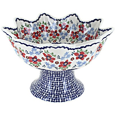 Blue Rose Polish Pottery P184 Manufaktura Pedestal Fruit Bowl