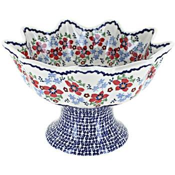 Blue Rose Polish Pottery P184 Manufaktura Pedestal Fruit Bowl