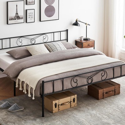 Metal Platform Bed Frame with Headboard and Footboard, No Box Spring Needed, Under Bed Storage Space