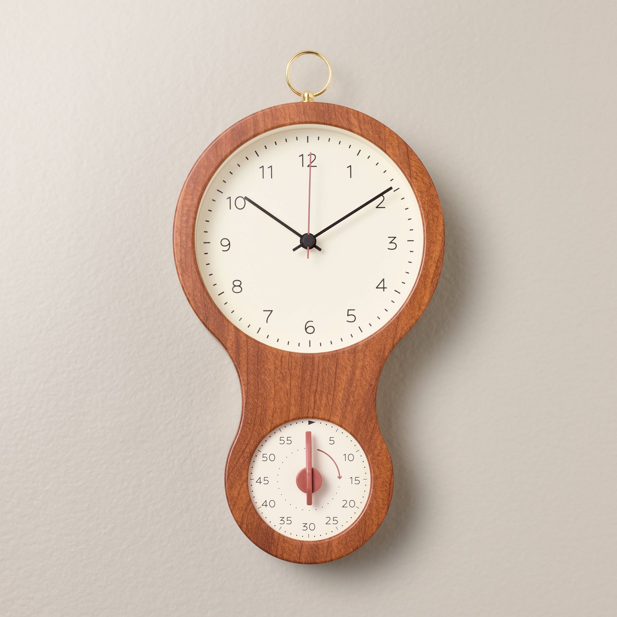 Faux Wood and Brass Kitchen Clock and Timer - Hearth & Hand™ with Magnolia