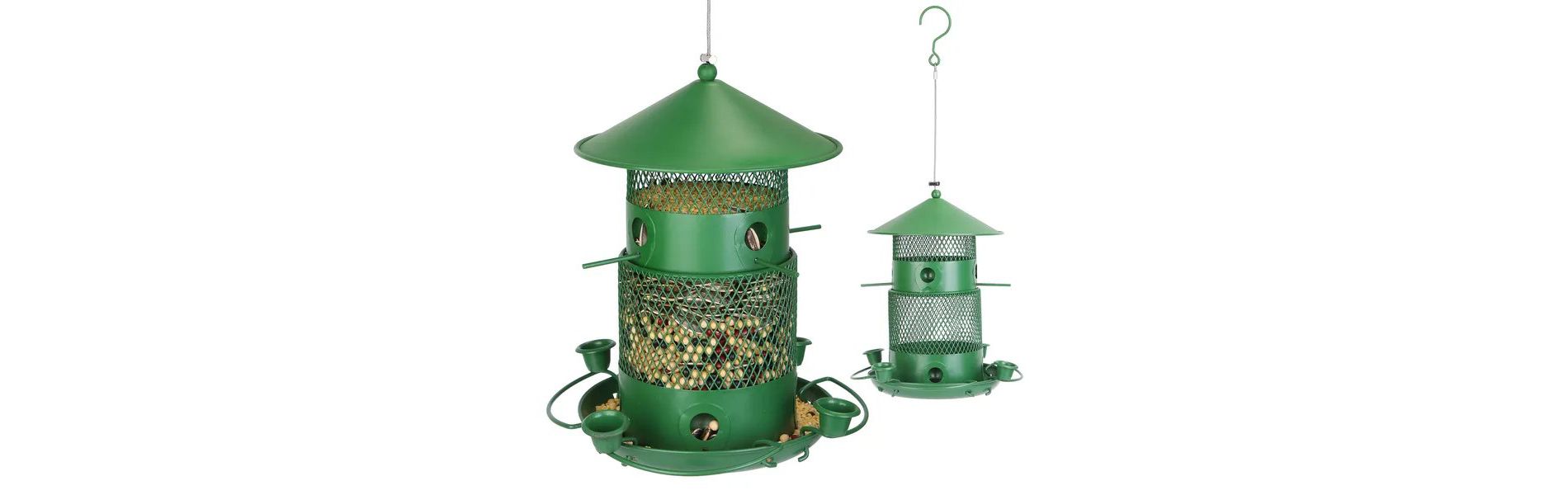 Wild Bird Feeder, Squirrel-Proof Chew-Proof Metal Bird Seed Feeder Outdoor Hanging Bird Feeder With 360¡ã Circular Perches Water Cups For Yard Garden