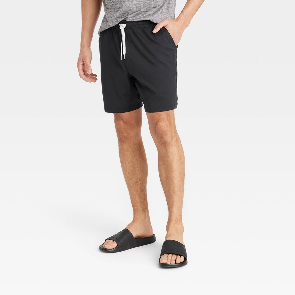 Men's 7" Soft Stretch Shorts - All In Motion™ Black M: Fit, Side & Zippered Pockets