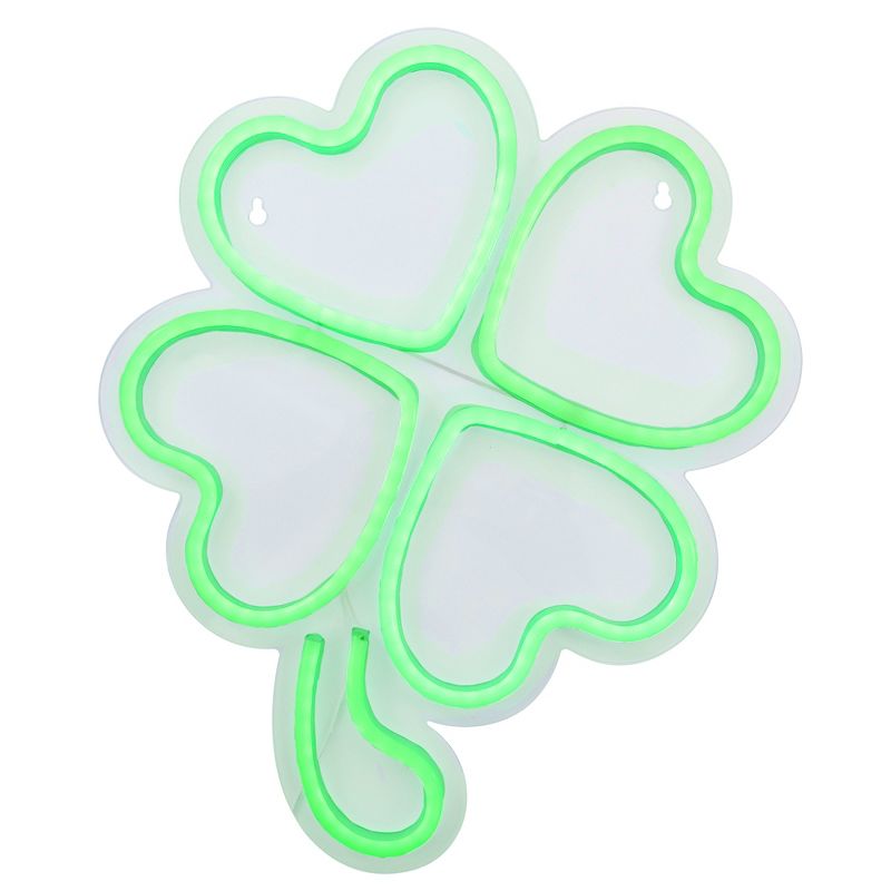 Northlight 15" LED Lighted Neon Style Green Shamrock St. Patrick's Day Window Silhouette, 3 of 5