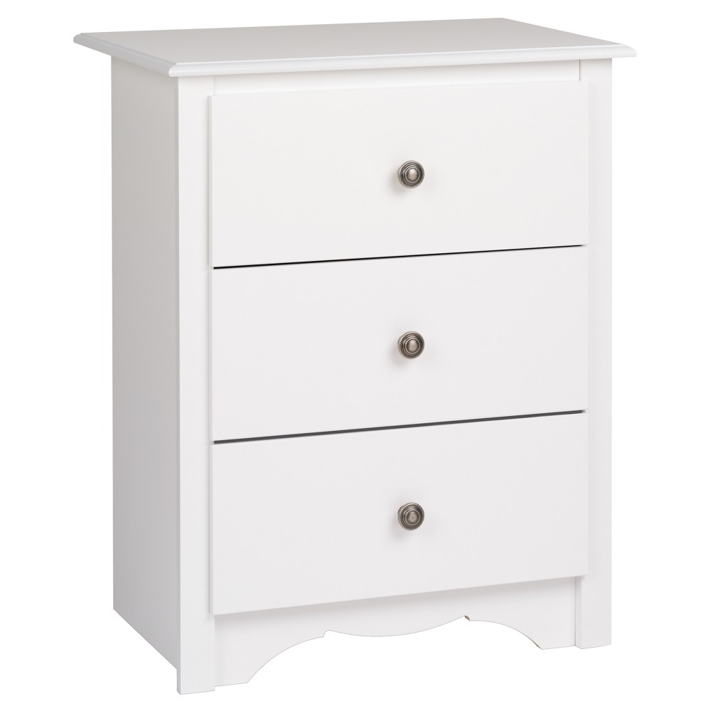 Photos - Storage Сabinet Monterey 3 Drawer Nightstand - White - Prepac: Modern Bedside Furniture, Space-Saving Design