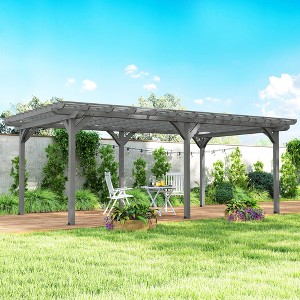 Outsunny Wooden Pergola Grape Trellis, Outdoor Gazebo for Garden, Patio, Backyard, Deck, Gray - 1 of 4