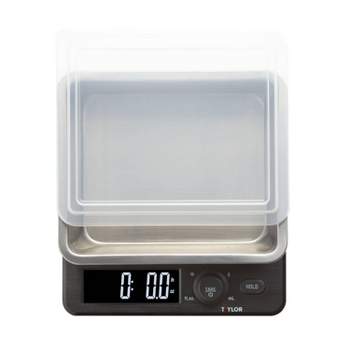 Taylor 22lb Stainless Steel Digital Kitchen Food Scale with Container Black/Gray