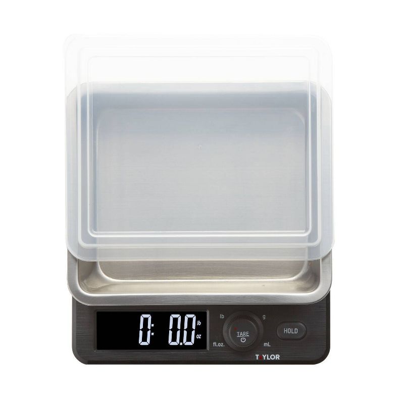 Taylor 22lb Stainless Steel Digital Kitchen Food Scale with Container Black/Gray, 1 of 15