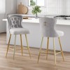 Bencmate Dining Chairs Bar Stools Set of 2, Velvet Counter Height Bar Stools with Metal Legs, Button Tufted, Gray, 17.7"*17.5"*26" - 4 of 4