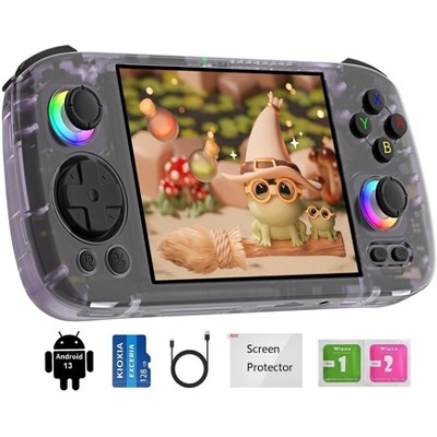 Voacle RG406H Retro Handheld Game Console,RG 406H Android 13 System Unisoc T820 Processor 4.0 Inch Touch Screen Support 1080 DP(Transparent Purple)
