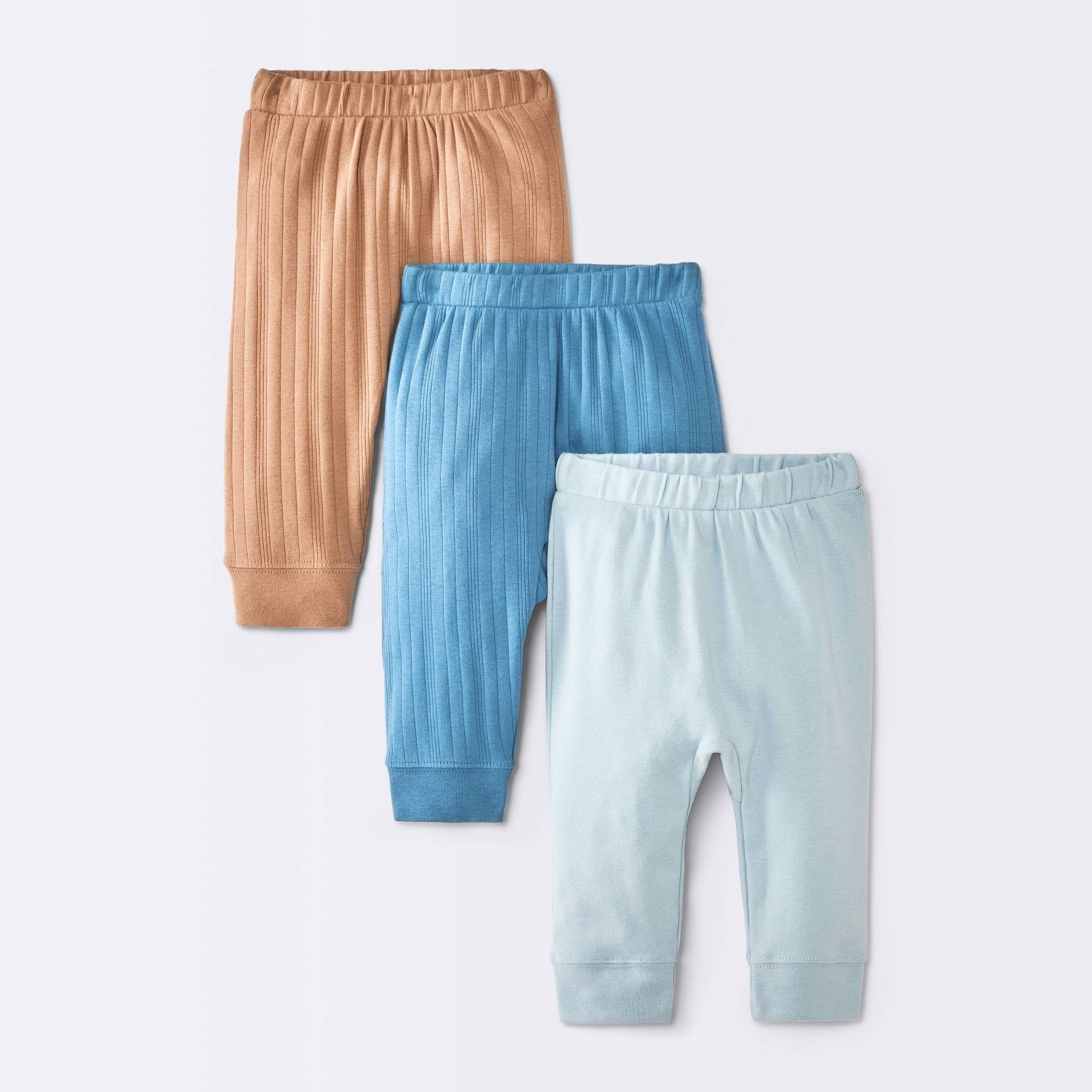 Baby Boys' 3pk Ribbed Pants - Cloud Island™ Blue/Brown 0-3M