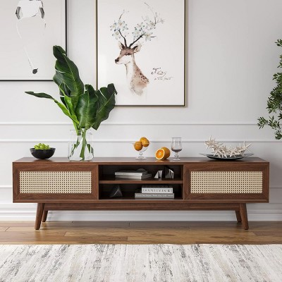 SEVOBAL TV Stands and Consoles Modern TV Stand with Ample Storage and Cable Management, Ideal for Living Room Entertainment, Brown, 65"*15.6"*18"