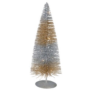 Northlight LED Lighted Sisal Mini Christmas Tree - 10" - Silver and Gold - Warm White - 1 of 2