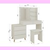 Gulches White Makeup Vanity Table with Mirror & Matching Stool - Storage Drawers & Organizing Compartments for Cosmetics, Brushes - 2 of 4