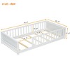 Gulches Twin Size Wood Floor Platform Bed with Built-in Book Storage Rack & Guardrails, White - 4 of 4
