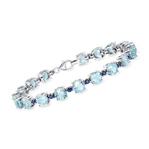 Ross-Simons 20.00 ct. t.w. Sky Blue Topaz and 1.70 ct. t.w. Sapphire Tennis Bracelet in Sterling Silver Size 8 - 1 of 3