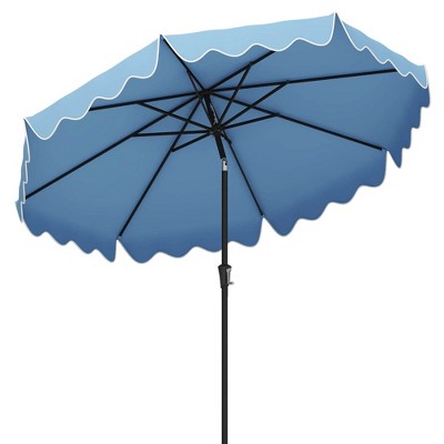 Costway 9 FT Patio Umbrella 2-Tier Market Table Umbrella with Sun-Protective Canopy Navy