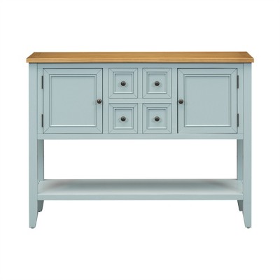 OUTSUPPLY Vintage Console Table with 4 Drawer and Bottom Shelf for Living Room, Entryway & Kitchen