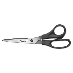 Westcott All Purpose Stainless Steel Scissors, 8" Long, 3.5" Cut Length, Black Straight Handle - 1 of 4