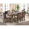 HomeStock 7-Piece Distressed Jacobean Finish Solid Wood Top Dining Table with 6 Parson-Chairs - 2 of 4