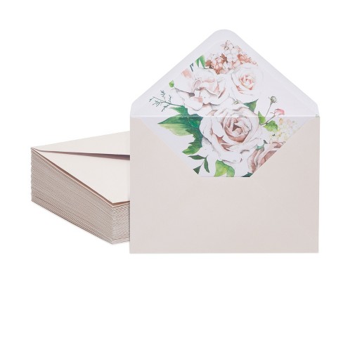 Best Paper Greetings 50 Pack Blush Pink Envelopes 5x7 With Bronze Lining,  A7 Size For Wedding Invitations, Self-adhesive Peel And Stick : Target