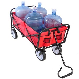 Racxily Folding Wagon Garden Shopping Beach Cart, Utility Grocery Car with Side Pocket for Camping Garden Sports - 1 of 4