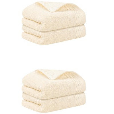 Unique Bargains Striped Pattern Soft Comfort Hand Towels for Bathroom Camp 4 Pcs 14" x 30"