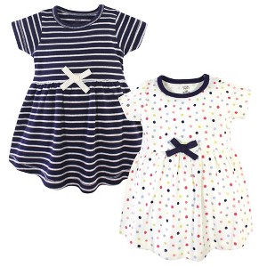 Touched by Nature Baby and Toddler Girl Organic Cotton Short-Sleeve Dresses 2pk, Colorful Dot - 1 of 3