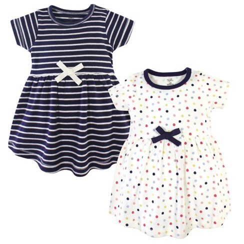 Touched by Nature Baby and Toddler Girl Organic Cotton Short-Sleeve Dresses 2pk, Colorful Dot - image 1 of 3