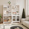 Kitchen Pantry Cabinet, 62" Freestanding Hutch Cupboard with Large Countertop, Glass Doors, Drawer and Adjustable Shelves, Microwave Cabinet Storage - 3 of 4