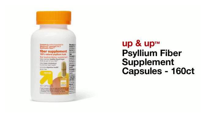 Psyllium Fiber Supplement Capsules - 160ct - up &#38; up&#8482;, 2 of 9, play video