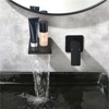 Cobbe Wall-Mounted Faucet Single Handle with Waterfall Spout 2-Hole Installation Bathroom Sink Faucet Matte Black - 3 of 4