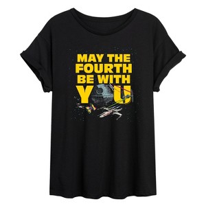 Women's - Star Wars - May Fourth Dogfight Oversized Graphic T-Shirt - 1 of 4