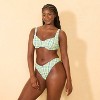 Women's Textured Plaid Low-Rise Extra High Leg Extra Cheeky Bikini Bottom - Wild Fable™ Blue/Yellow - 4 of 4