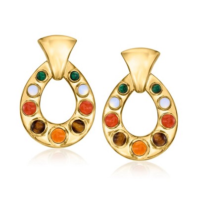 Ross-Simons Multi-Gemstone Teardrop Earrings in 18kt Gold Over Sterling