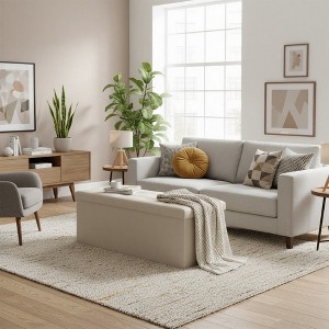 LEDREM 43" Storage Ottoman Bench, Ottoman with Storage, Leather Storage Bench, Hold up to 660lb for Living Room - 1 of 4