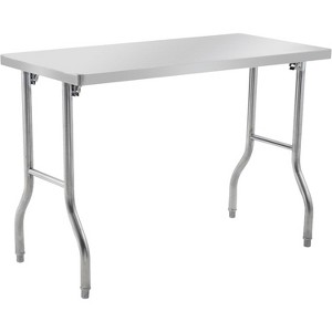 Stainless Steel Folding Work Table, Commercial Kitchen Workstation with Adjustable Feet, Heavy-Duty Utility Prep Table, Silver - 1 of 4