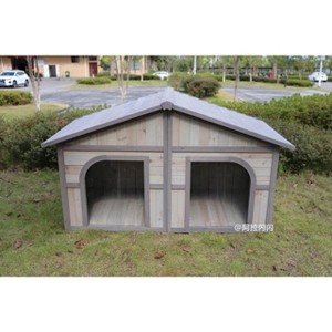 Akoasm Large Sturdy Storable Dog Cages With Stainless Steel Food And Water Basin & Iron Frame And MDF Material Rack-Black+Gray - 1 of 4